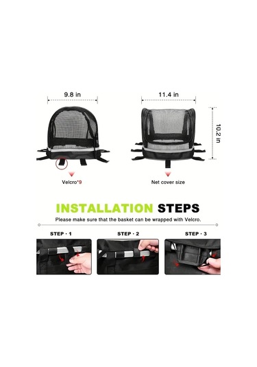 Brightnova Siyah Evcil Hayvan Bisiklet Sepeti Koruması Nefes Alabilir Emniyet Filesi