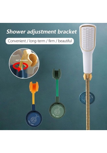 Primepickings 02 Yaratıcı Tasarım Banyo Duş Kanca Delme Dikişsiz Ayarlanabilir Sabit Taban Duş Aksesuarl 2 Katlı Gri