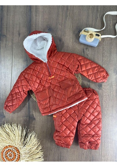 101 Dalmations Kapitone İçi Welsoft Kürklü Erkek Bebek Mont Takım Bordo