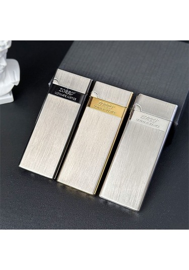 Zorro Ultra İnce Gazlı Slim Çakmak Gümüş Bronz