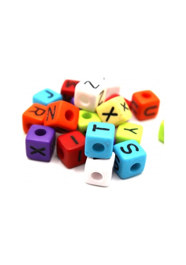 Harf Boncuk Akrilik Küp 10 Mm 250 Gr Karışık Renkli