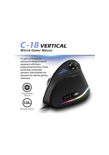 Jeemson E-spor İ&ccedil İn Dikey Oyun Faresi, Kablolu Ergonomik Tutuş, Özel Makro Programlama Ve Işıklı Led Optik