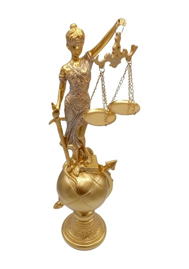 Themis Adalet Terazisi Heykeli Ve Dünya Biblo Gold 37cm