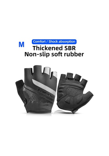 Rockbros S247 1 Çift Yarım Parmak Bisiklet Sürme İçin Yansıtıcı Çizgili Aşınmaya Dayanıklı Eldiven