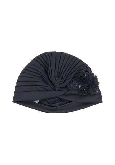 Trendy Türban Şapkası Çekme Önleyici Çiçek Tüm Maç Renk: Açık Gri Lacivert