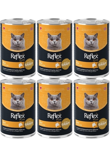 Reflex Plus Dana Etli Sos İçinde Et Parçacıklı Kedi Konservesi 400 Gr 6 Adet