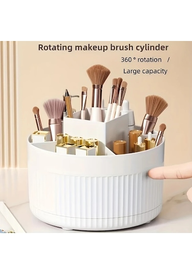 Sunshine011 1 Adet Döner Yeşil Kare Makyaj Organizatörü - Büyük Kapasiteli Kozmetik Saklama Kutusu Yeşil