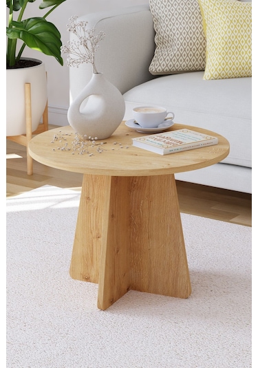 Mantar Orta Sehpa Yuvarlak Orta Sehpa 58 Cm - Safir Meşe