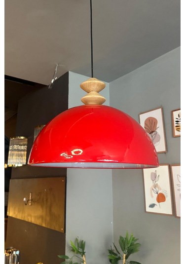 Linate Kırmızı Q Kafa Başlık Avize Tekli Sarkıt Salon Kuaför Dekoratif Aydınlatma Kırmızı