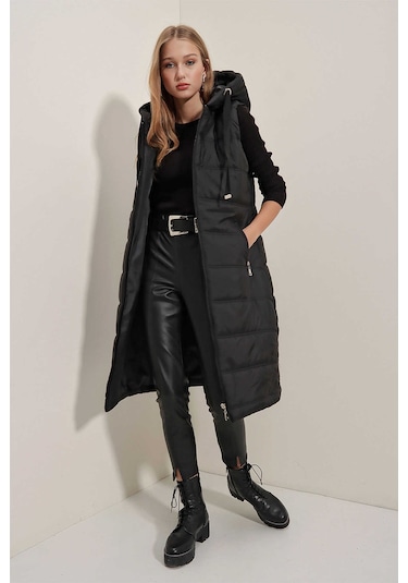 Gabria Kapişonlu Yelek Siyah