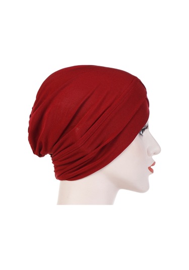 Yystore Dişi Hijab Muslim Hat Elastic Fabric Baz Bone Jhs7510 Koyu Bordo