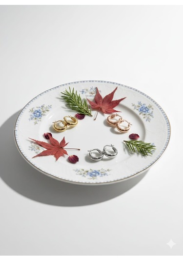 925 Ayar Papatya Silver Çiçek Desenli Halka Küpe.rose.gold.rodaj Gümüş