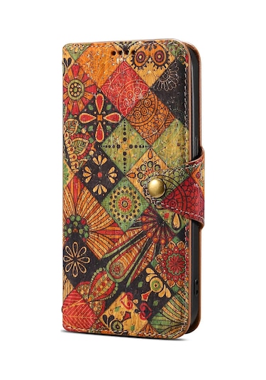 İphone Uyumlu 15 Plus Kılıf Çiçek Baskılı Pu Deri Cüzdan Kart Yuvaları Telefon Kılıfı