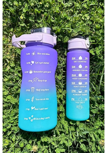 Pikas Motivasyonel Su Matarası Su Şişesi Suluk 2 Litre Tritan Spor Salonu Su Şişesi Bpa Içermez Suluk Çok Renkli