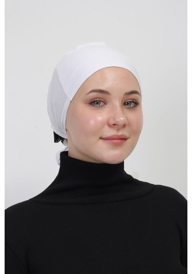 Pratik Dikişsiz Bağlamalı Kaymayan Tesettür Bone Ekru