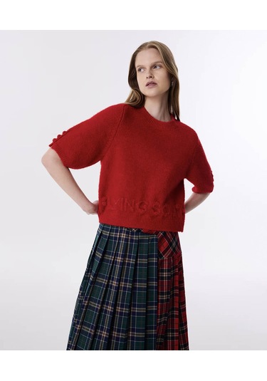 Twist Sloganlı Triko Kırmızı Kadın Kazak Tw6250050283 Kırmızı