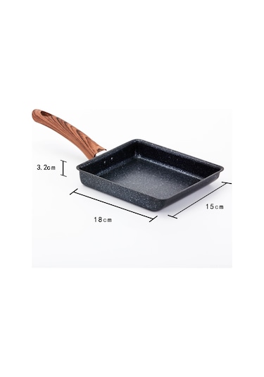 Youmex Japon Usulu Multifonksiyonel Mutfak Tava: 15x18cm Demir Mefarosh Taşlı Kaymaz Yumurta Ve Yumurta Sarma Tavası, Düz Taban, Ahşap Kollü Diğer
