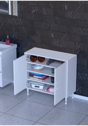 85 X 75 X 32,5 Cm Lik 2 Kapaklı 4 Göz Raf Dolap,organizatör Mutfak Dolabı Çok Amaçlı Dolap Beyaz