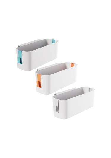 Yatak Başı Plastik Saklama Caddy'si Çıkarılabilir Kancalı Asılı Sepet Eşya Kutusu Beyaz