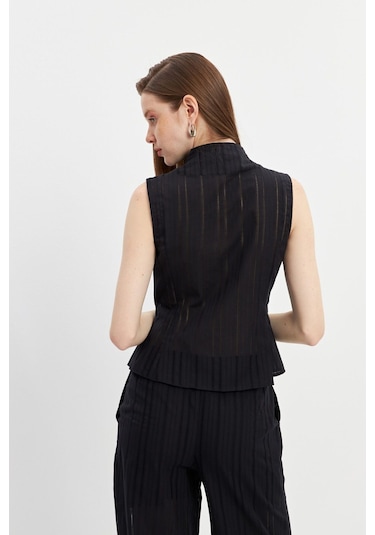 Stella Pulvis Siyah Fermuarlı Cepli Kuplu Bluz