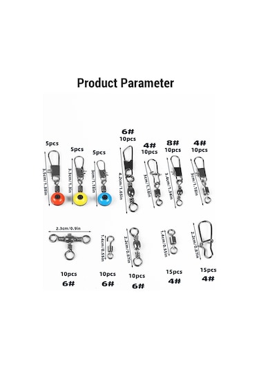 Shineyee 115 Parça Balıkçılık Döner Bağlantı Seti - Tüm Balık Türleri İçin Yüksek Performanslı, Taşınabilir Kutu