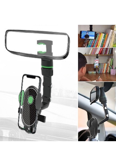 Hobibahçem Dikiz Aynasına Takılabilen Eklemli Telefon Tutucu Aparat Siyah