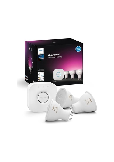 Philips Huewca 4.2w Gu10 Renkli Spot Akıllı Ampul 3'lü Başlangıç Çok Renkli