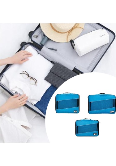 Suntek 3x Bagaj Ambalaj Organizatör Giyim Çorapları Için Mavi