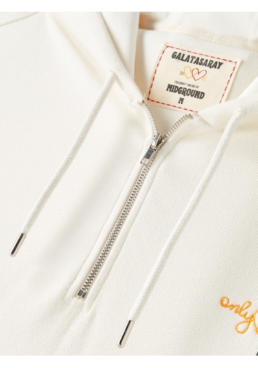 Gsstore X Midground Erkek Fermuarlı Kapüşonlu Sweatshirt E251205 Ekru