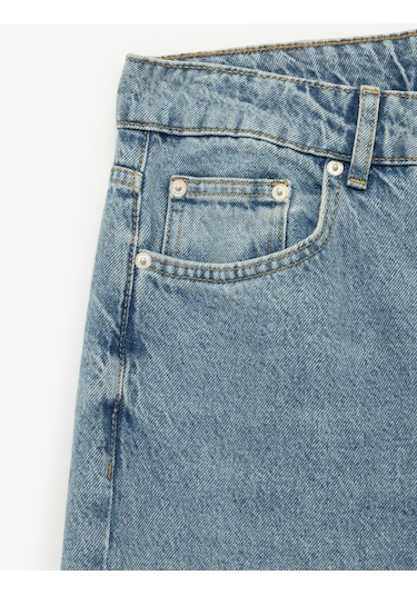 Koton Normal Bel Pamuklu Vintage Straight Fit Jean Pantolon Orta İndigo 6wam40018ıd İndigo
