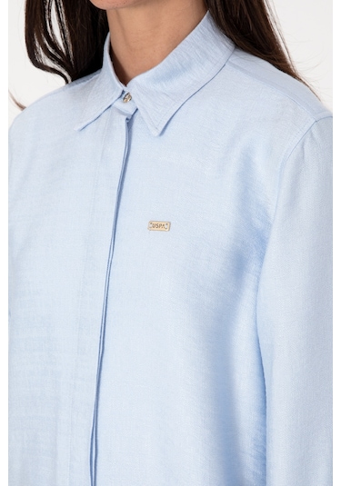 U.s. Polo Assn. Kadın Açık Mavi Gömlek Tunik Dokuma 50306411-vr003 Acık Mavı