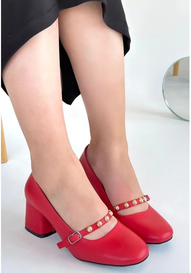 Tino Kırmızı Cilt Kadın Topuklu Ayakkabı Kırmızı