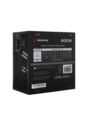 Rampage Rmp-600-80p 600w 80plus Bronze 12cm Fan Aktif Pfc Power Supply