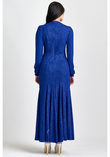 Saks Önü Lazer Işlemeli Abiye Elbise Saks