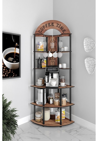 Ristretto Kahve Köşesi Rafı Ceviz Ceviz