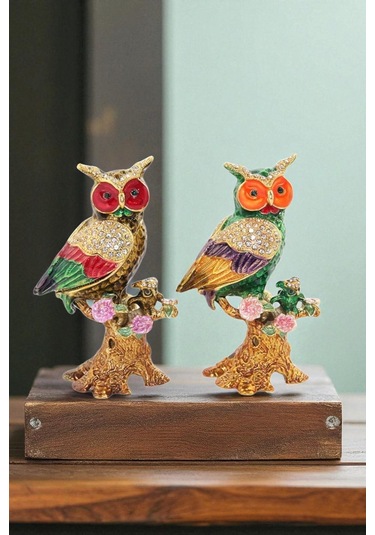 Renkli Baykuş Biblo Tünemiş Baykuş Figürü