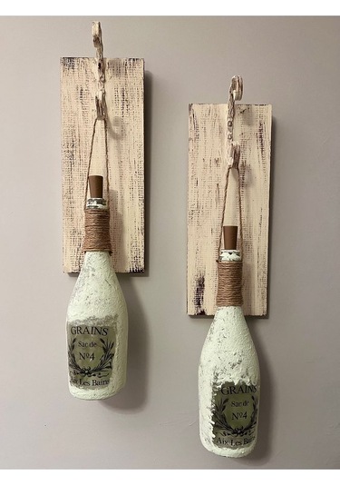 Tıpa Peri Led Işıklı Krem Kahve Renkli Buzlu Cam Şampanya Şişesi Çok Renkli