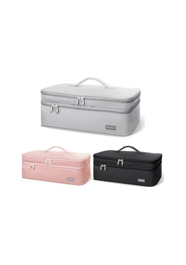 Novahub Portatif Pembe Saç Kurutma Mak. Çantası, 2 Katmanlı, Büyük Kapasiteli, Seyahat İçin Taşınabilir Fermuarlı Hurç Pembe