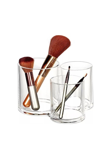 Cbtx Ruj Makyaj Fırçaları İçin Makyaj Organizatör Tepsisi Kozmetik Kutusu Saklama Kutusu 3 Yuvalı