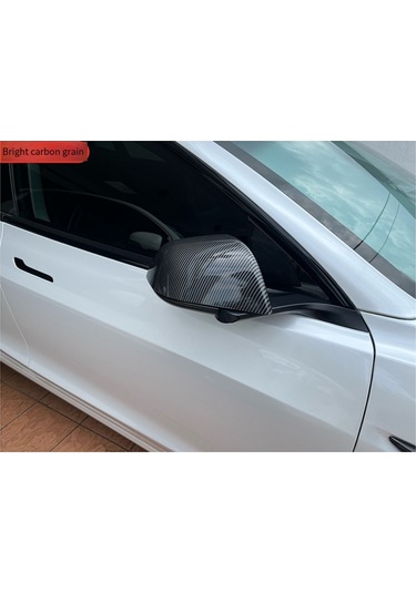 Xiaaokeji Tesla Model 3 Y İçin Araba Arka Ayna Kapağı Kapağı Karbon Fiber Desen