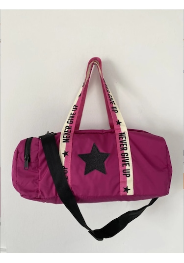 Yıldız Baskılı, Yan Cepli, Fermuarlı Çocuk Spor Çanta - Mür Mürdüm