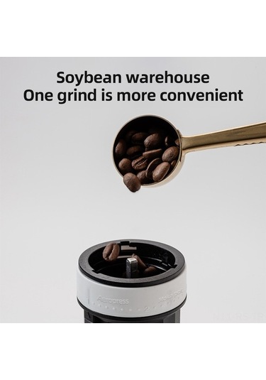 Createtech 40 Seviye Ayarlı Manuel Kahve Değirmeni - Çift Rulmanlı, Portatif Seyahat & Kamp Espresso Öğütücü Beyaz Beyaz