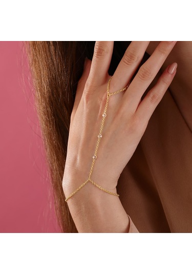 925 Ayar Gümüş El Üstü Zirkon Taşlı Doç Zincirli Şahmeran Altın