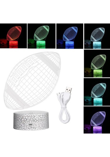 Novahub 3d Ragbi Futbol Gece Lambası 7 Renkli Işıklar Başucu Masası Masa Lambası Çocuk Odası Dekoru İçin Diğer