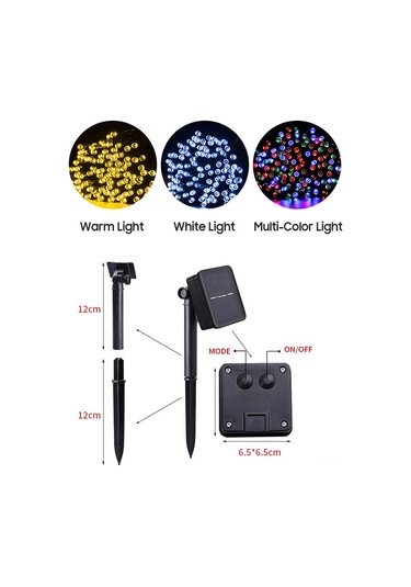 Skycity Güneş Enerjili 50 Led 8 Fonksiyonlu Çok Renkli Işık Zinciri - Dış Mekan Bahçe Bahçe Noel Dekorasyonu 9.5m Su Geçirmez Diğer