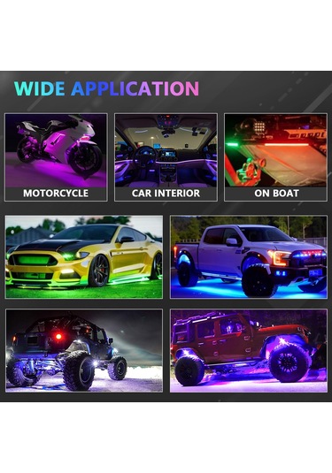 Ximistore9 "g3 Araç Altı Led Işık Kiti - 4'lü Set, 60x90cm, 16 Milyon Renk, Bluetooth Uygulama Kontrolü"