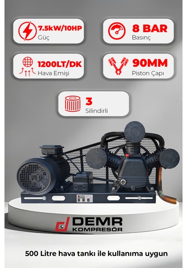 Kompresör Kafası 10 Hp Üç Piston 8 Bar Kafa Grubu Id3090b