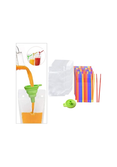 Suntek 100 Adet El Tipi İçecek Torbaları Fermuarlı Meyve Suyu