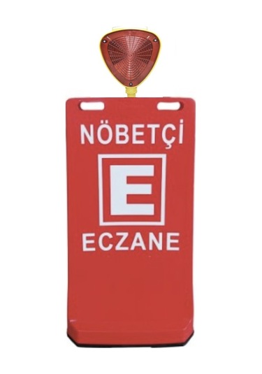 Flaşör Lambalı Eczane Baskılı Çift Yön Ultra Levhalı Reklam Dubası Kırmızı Renk 7.5 Kg