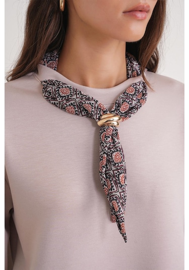 2026 Kadın Fular Detaylı Modal Alt Üst Eşofman Takım Bej Bej